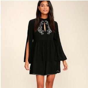 MINKPINK Black Embroidered Cutout Dress Size XS
